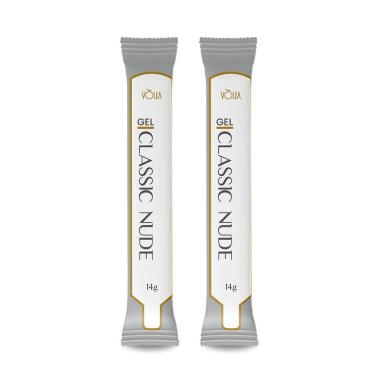 Imagem de Kit 2 Sachês Gel Classic Nude Refil Alongamento 14g, Vòlia