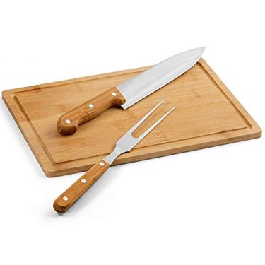 Imagem de Jogo para Churrasco Tradicional Inox 3 peças Bambu TopGet