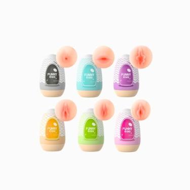 Imagem de Ovos de Cyberskin (simulador de pele humana) para Masturbação Masculina, 6 Modelos Diferentes, 4 Vaginas, 1 Boca e 1 Ânus.