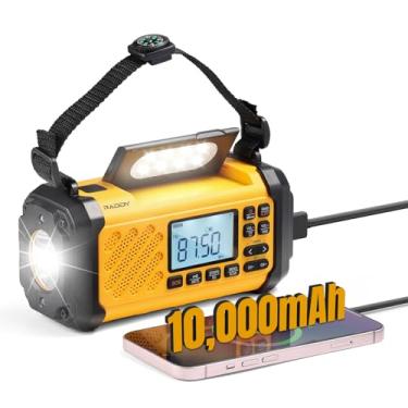 Imagem de Raddy SH-906: Rádio de Emergência Portátil com Bateria de 37000 mWh, Rádio Multibanda AM/FM/SW/VHF/NOAA, Carregamento USB-C, Solar e Manual, Lanterna LED, SOS, Bússola, IPX4 à prova d'água