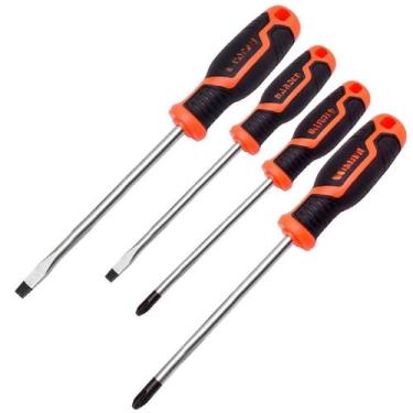 Imagem de Conjunto 4 Chaves De Fenda Para Pequenos Reparos Domésticos Bom Para S
