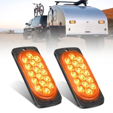 Imagem de Nilight Luz traseira de alumínio de 4,4 polegadas, 2 peças, 16 luzes de LED âmbar para a esquerda e direita, montagem em superfície, IP67, à prova d'água, para trailer de 10-30 V, trailer, caminhão,