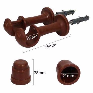 Imagem de Suporte Cortina Varão Simples 19MM 2 UN C/ Ponteira Mogno - Cortesia