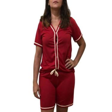 Imagem de Pijama Verão Feminino Americano Liso - Wju Jeans, P, Vermelho