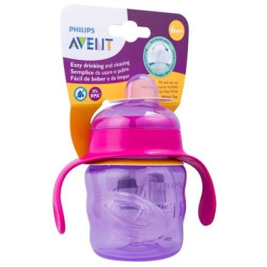 Imagem de Copo Philips Avent Easy Sip com Alças Bico de Silicone Rosa 200ml, Ros