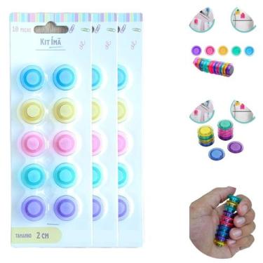 Imagem de Kit 30 Imã Coloridos Prendedor Para Mural Geladeira Fotos - Equipe F