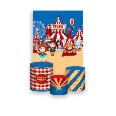 Imagem de Painel De Festa Vertical 1,50 x 2,20 + Trio De Capas Cilindro - Circo 