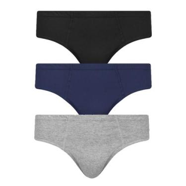 Imagem de Cueca Masculina Kit 3 Peças Algodão Slip Tradicional - SELENE, Preto, 