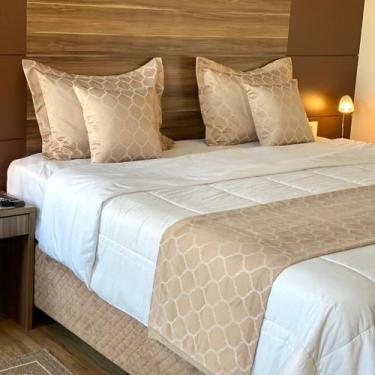 Imagem de Kit Peseira Xale para Cama Jacquard 2 Capas de almofada 2 Porta Traves