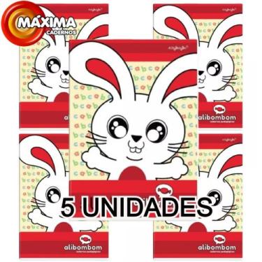 Imagem de Kit 5 Cadernos Brochurão 80 Folhas Com Pauta Alibombom Capa Dura Mater