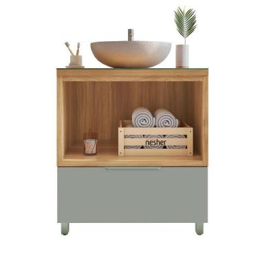 Imagem de Gabinete de Banheiro 80cm com Caixa Organizadora Marquesa 70cm MDF Nes