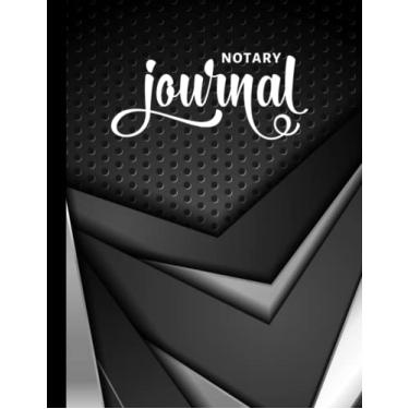 Imagem de Notary Journal: 8.5x11 Large Notarial Logbook/With 200 Numbered Pages - Two Record Logs Per Page / 400 Records/Ledger Book Gift For Signing Agents/Black Gray 3D Geometric Art