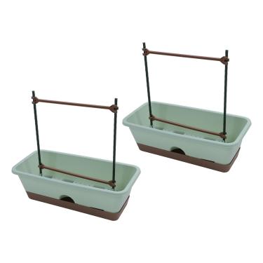 Imagem de 2 Peças de Caixa para Plantador de Varanda, Vasos de Flores Suspensos de Ferro de Metal Com Treliça de Camada Dupla, Pires Removível, Caixa de Janela, Plantador para Cultivo de