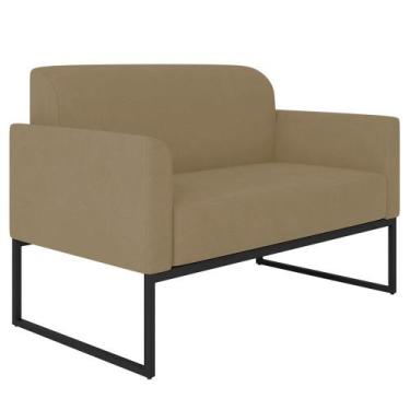 Imagem de Poltrona Namoradeira 2 Lugares Base Industrial Preta Maressa S12 Suede