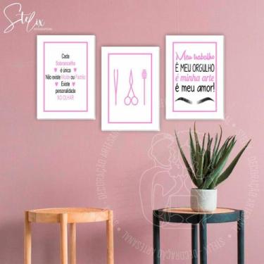 Imagem de Quadros Para Designer de Sobrancelhas Rosa e Branco - Stelix, 20x15