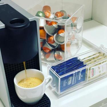 Imagem de Kit Caixa Cubo Acrílico Premium porta Cápsulas + Organizador Sachês De