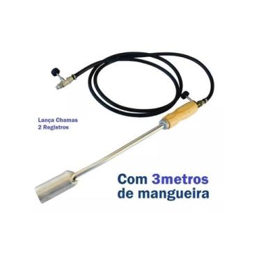 Imagem de Maçarico Lança Chamas Gás Botijão 13kg Curto com 2 Registros (73B1) - 