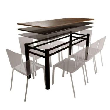Imagem de Base Para Mesa De Vidro Jantar 8 Lugares Preta Retangular - MetalCromo