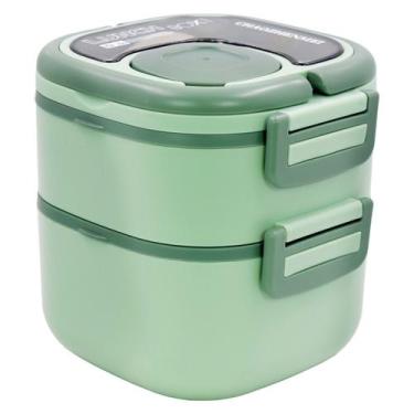 Imagem de Pote Marmita de 2 Andares Compartimentos c/ Talheres Tampa - Amana Sto