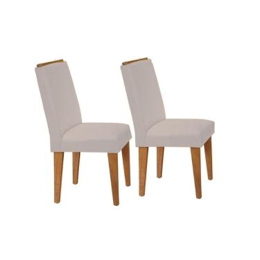 Imagem de Kit 2 Cadeiras de Cozinha Lunara 2 Un Imbuia-Capuccino/Suede Creme - Rufato