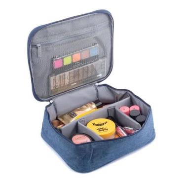 Imagem de Necessaire Feminina Masculina Organizadora Maquiagem Viagem - PGB, Azu