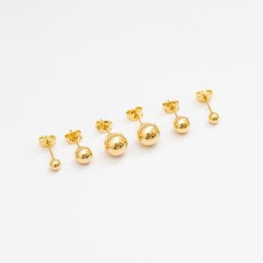 Imagem de Brinco trio bola folheado a ouro 18k  - RC SEMIJOIAS KARIRI 