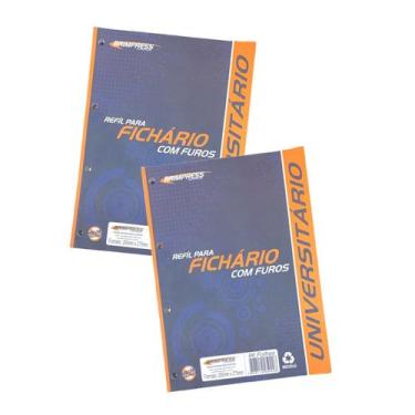 Imagem de Folha Fichário Bloco C/96 Fls Coladas Refil 4 Furos - Novo - BRIMPRESS