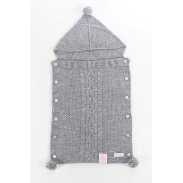 Imagem de Saco de Dormir Tranças Pompom Tricô Bebê HomeBliss, Único, Cinza mescl