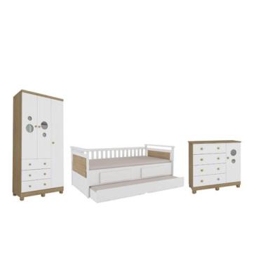 Imagem de Quarto Completo Lipe , Cômoda e Guarda Roupa 03 portas MDF - Moveis Pe