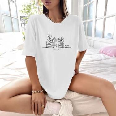 Imagem de Camisa Camiseta Feminina Estampada Pedagogia 100% Algodão Fio 30.1 Pen