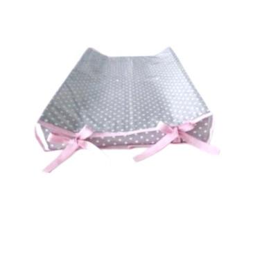 Imagem de Trocador Bebe americano Poa cinza detalhe rosa - Luma Baby