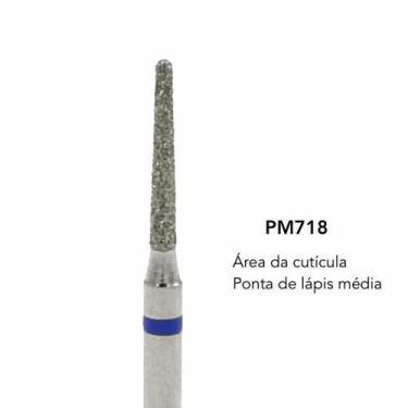 Imagem de Broca diamantada brilho pm718 cônica ponta lápis média unhas - METALÚR