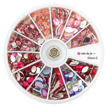 Imagem de Kit pedrarias unha artesanato disco grande pink rosa cristal - Mix da 
