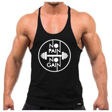 Imagem de Regata Cavada Masculina Estilo Nadador Estampada No Pain No Gain - Mar