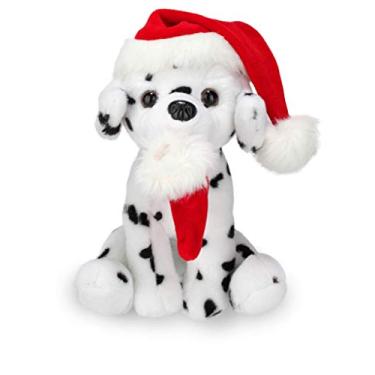Imagem de Plushland Pawpal de Natal com chapéu de Papai Noel Bichinho de pelúcia Cachorro de pelúcia 20 cm para crianças - Um presente perfeito para o dia de Natal neste feriado para bebês (Dálmata)