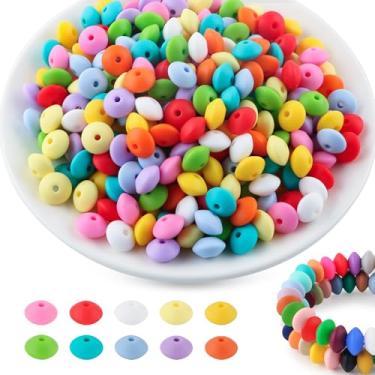 Imagem de Kovict 300 peças de contas de lentilha de silicone de 12 mm, contas espaçadoras de silicone para fabricação de colar, pulseiras, contas de silicone para fabricação de chaveiros e contas focais de