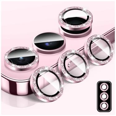 Imagem de LucBuy Protetor de lente de câmera Bling para Samsung Galaxy S24, adesivos de filme de cobertura de câmera de vidro temperado, protetor de tela de anel de metal individual de alinhamento automático