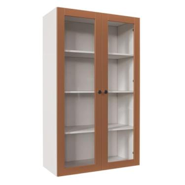 Imagem de Armário Aéreo 2 Portas 135cm com Portas de Vidro Arizona Cabecasa Madeiramadeira Branco/Terracota