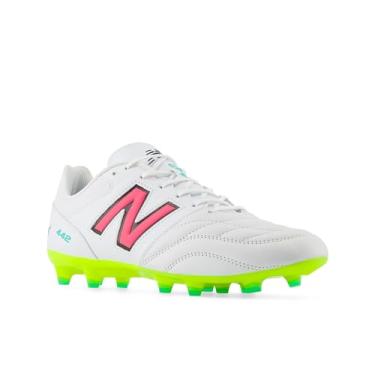 Imagem de New Balance Tênis de futebol masculino 442 Team Fg V2, Branco/Hi-lite/Rosa neon, 8