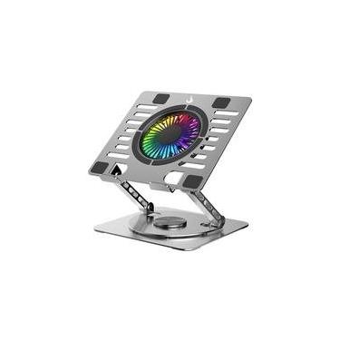 Imagem de Base Articulada em alumínio com Cooler para Notebook e Tablets Rise Mode Até 17", Galaxy Gray X5, RGB, com Cooler - RM-CN-05-RGB