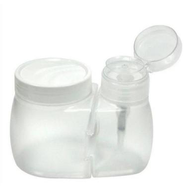 Imagem de Kit Porta Algodão e Dosador De Acetona Manicure Transparente - Santa C