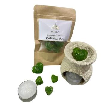 Imagem de Kit Aromatizador Rechaud + Wax Melts + Vela Rechaud Lar Fresh, Capim l