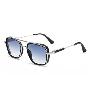 Imagem de HCHES Óculos de sol de metal masculino gradiente cor vintage óculos de sol pesca férias protetor solar montanhismo UV400,5, tamanho único