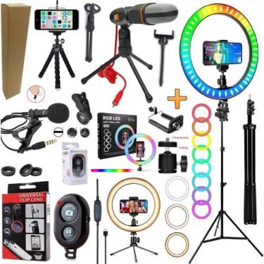 Imagem de Kit Youtuber Microfone Condensador Profissional + Lapela Tripé Univers