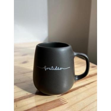 Imagem de Caneca Xicara Bojuda Preta 260ml Porcelana - Dela Home