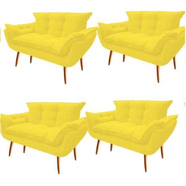 Imagem de Kit 04 Namoradeira  Decorativa  Opala Pés Palito em Madeira 2 Lugares 