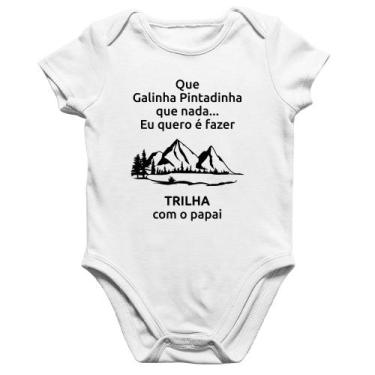 Imagem de Body Bebê Algodão Trilha com o papai Trekking - Foca na Moda, Branco, 