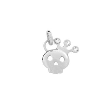 Imagem de Pingente formato "caveira com coroa" tendo cristais de 1,7mm e detalhe