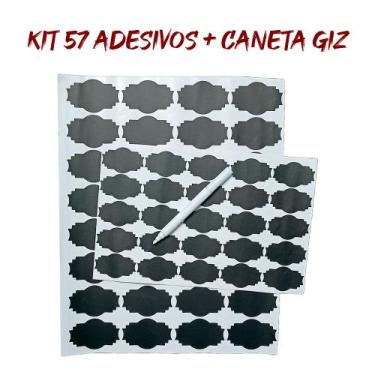 Imagem de Adesivo Lousa 32 + 25 Etiquetas Potes Temperos + Caneta - Arte Cozinha