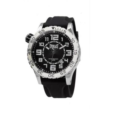 Imagem de Relógio Pulso Everlast Masculino Calendário E532, Prata+Preto